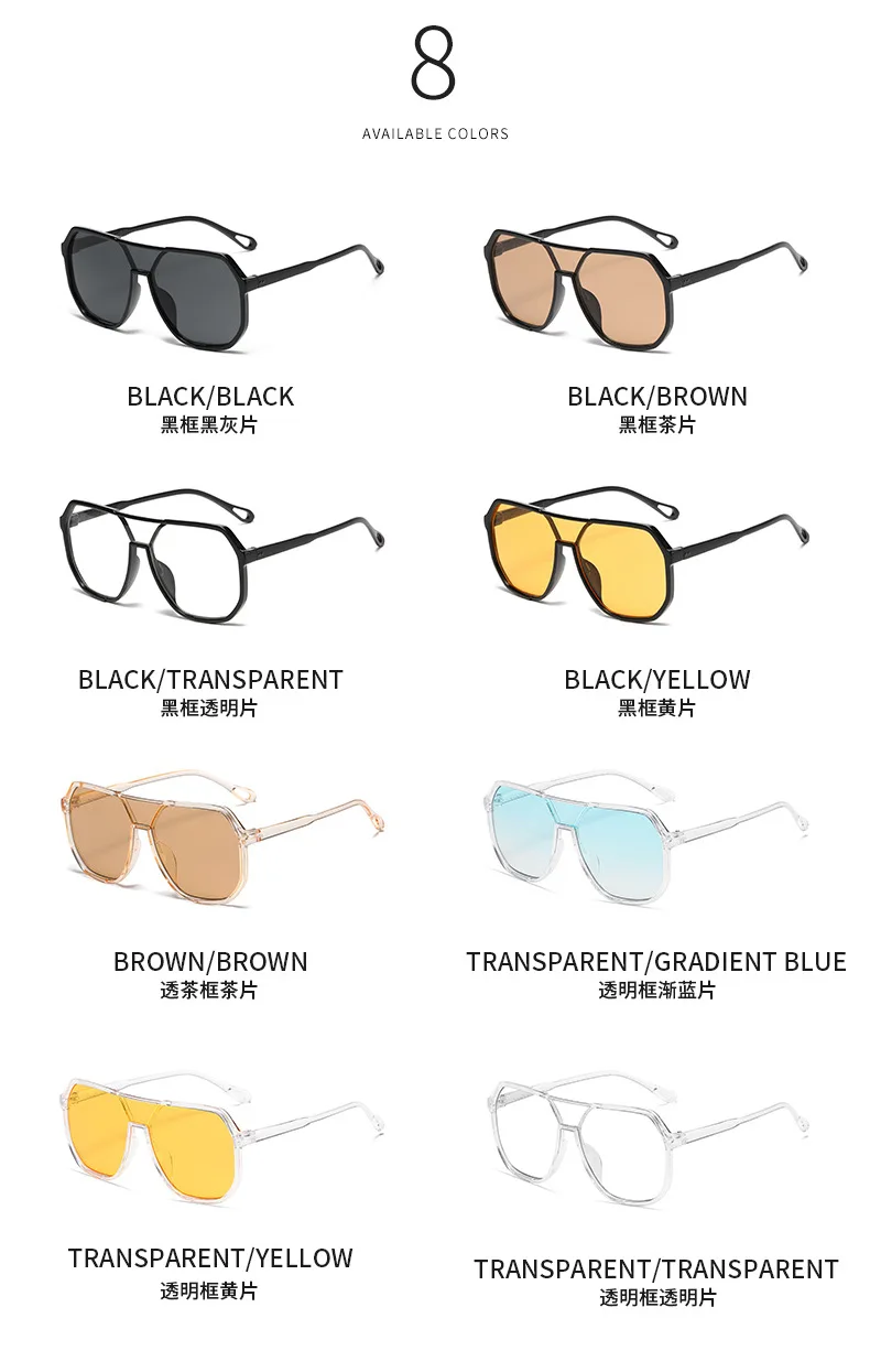 Neue Vintage Quadratische Sonnenbrille für Damen und Herren Luxusmarke Große Runde Sonnenbrillen Weibliche Männliche Eyewear Sonnenbrillen für Männer Frauen – Detail 9