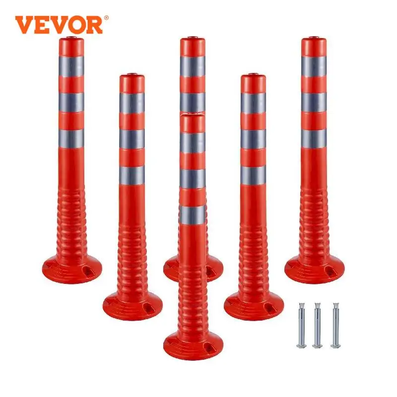 

VEVOR 6 Pack /12 Pack Traffic Delineator Posts Flexible Channelizer Cone 30 Inch Spring Post Flexible PU Reflective Band Design