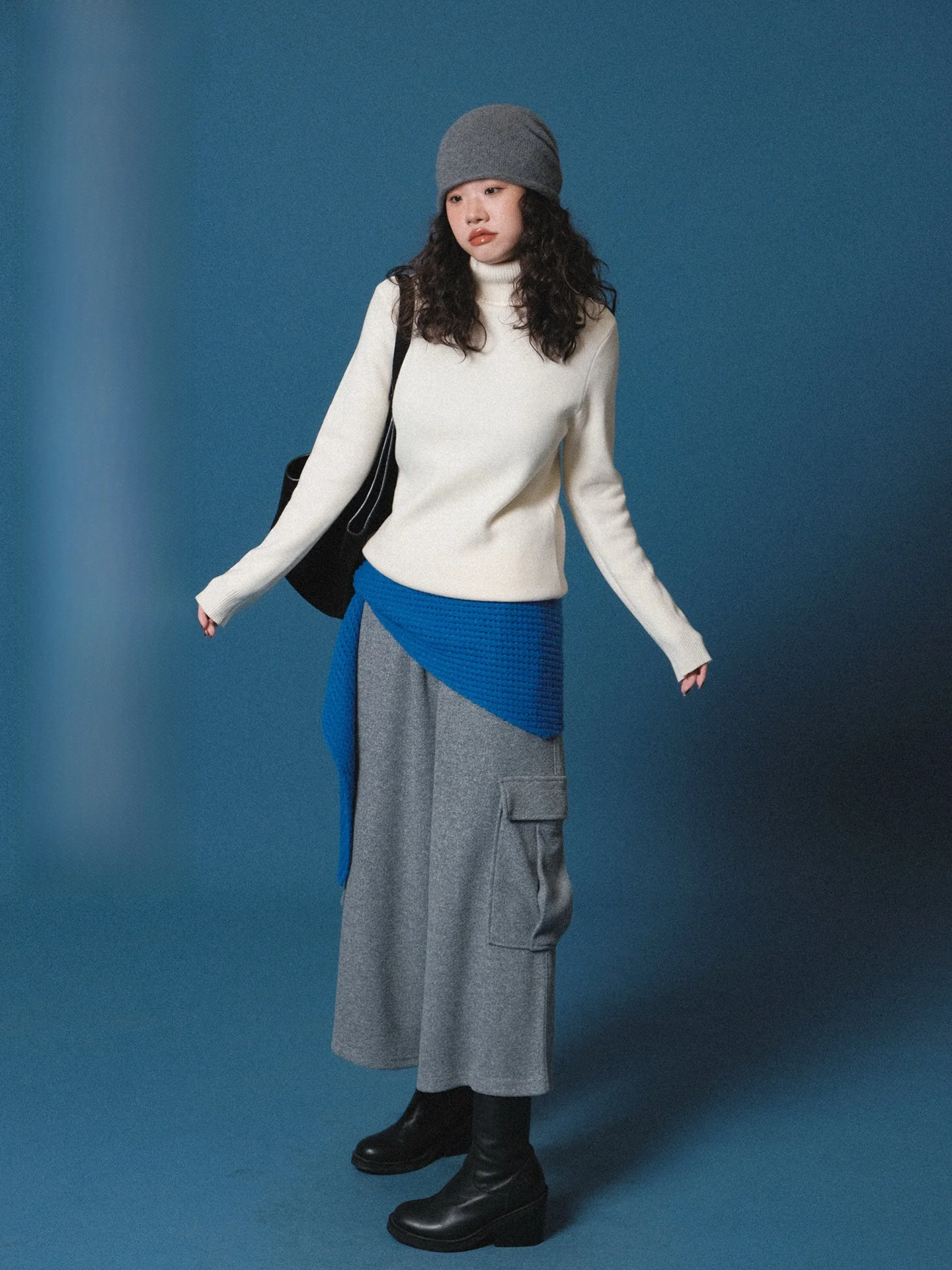 

Шерстяные твидовые повседневные брюки Ivy Yang с большими карманами, в рабочем стиле, с высокой талией, прямые, длинные, зимние, новинка