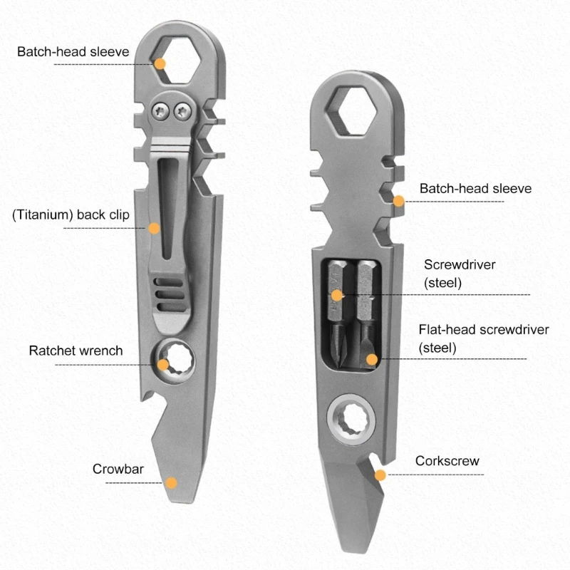 Titaniums Alloys Ratchets Crowbars Ratchets Screwdriver Multifunction Maintenance for Hiking, Camping, and Emergency TOP quality