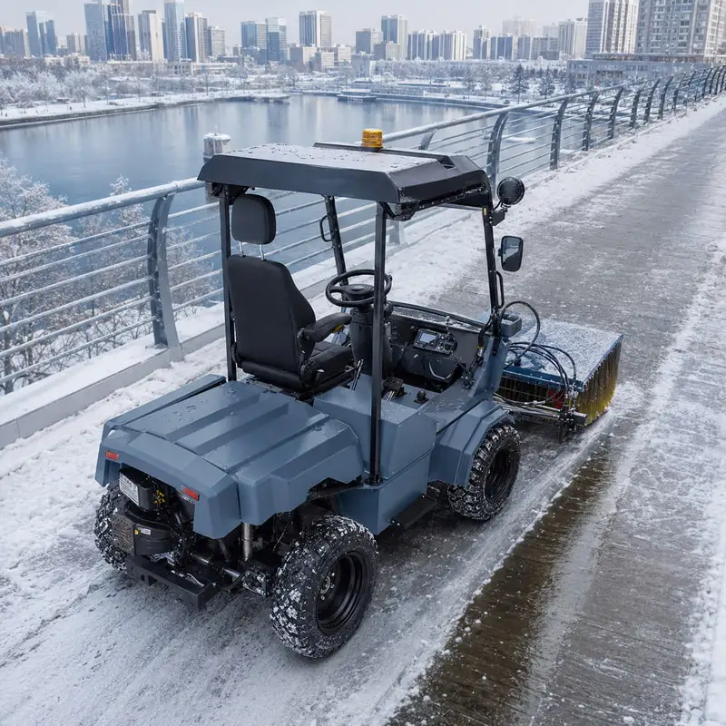 Practical Snow Brush Machine with Front Broom Attachment Customized Municipal Snow Sweeper for Pedestrian Paths