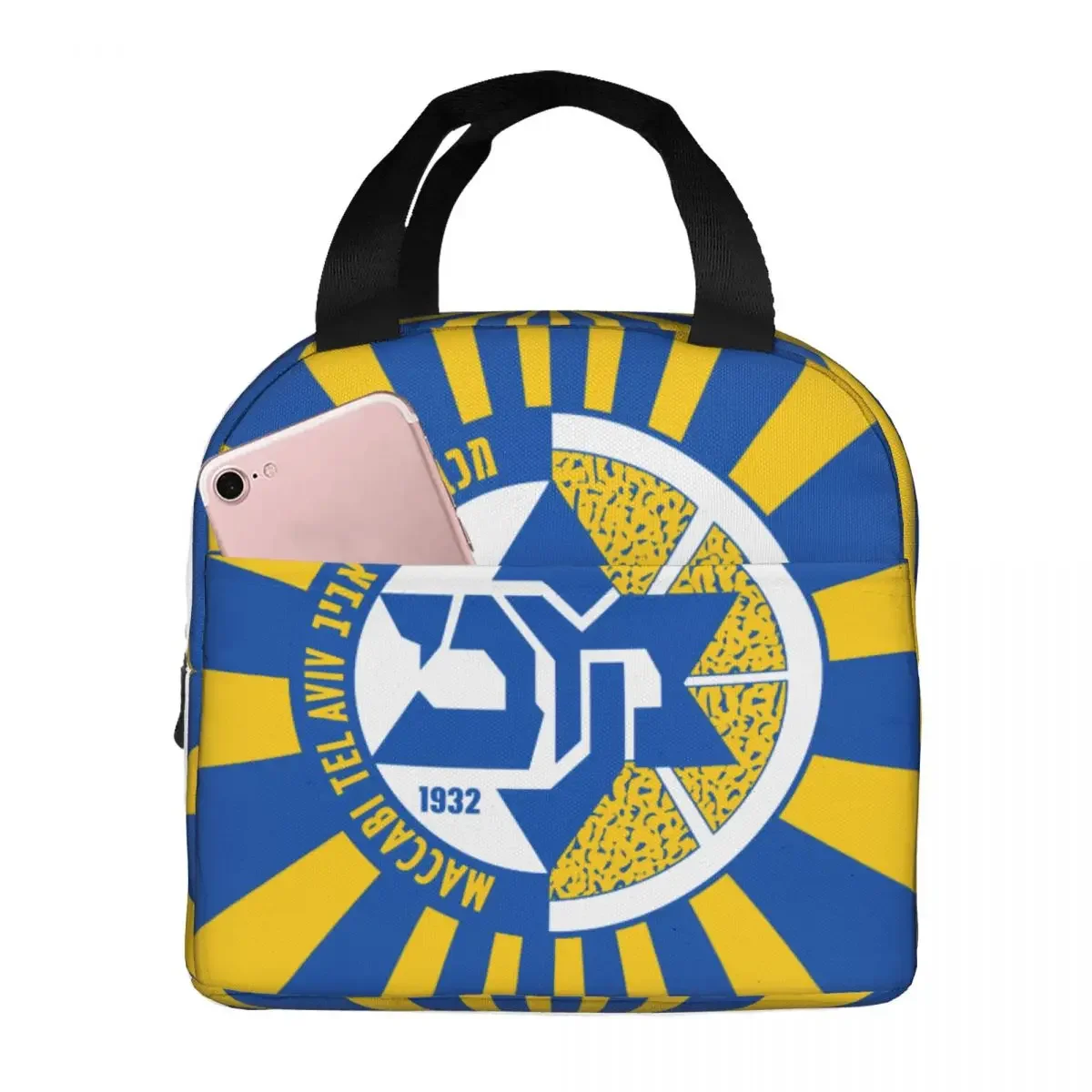 Maccabi Tel Aviv Basketball Lunch Bag Large Capacity Waterproof Thermal Insulation Food Storage Box School Adults Kids Unisex