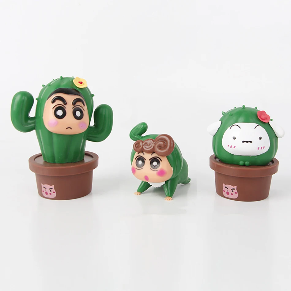 5pcs Crayon Shin-chan Cactus Action Figure Nohara Shinnosuke Anime Figurine Pvc Collection Model Toys Kids Gifts
