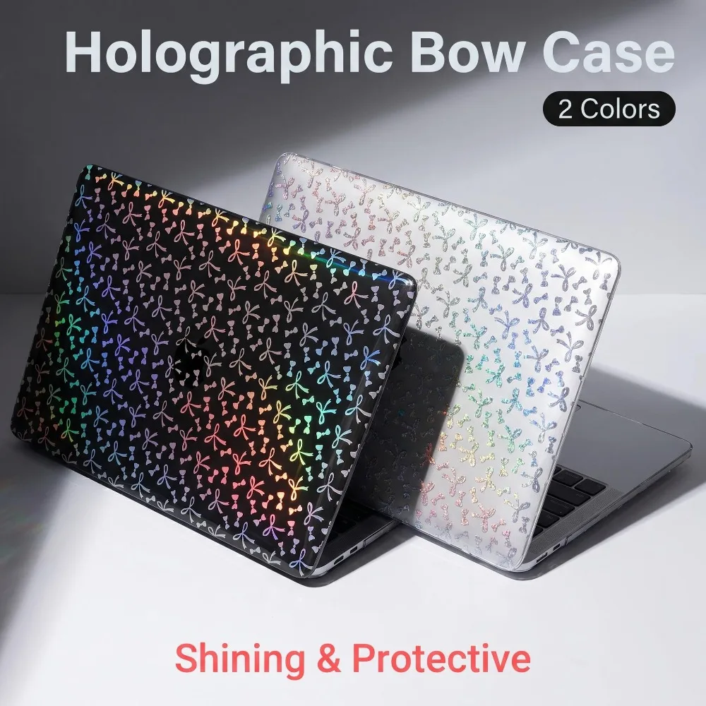 Rhinestone Laser Glitter Bowknot for Macbook Neo 13 3404 A18 Pro Cover For Air 13.6 For Air 15 M5 M4 M3 M2 M1 Case Air 13 A2337