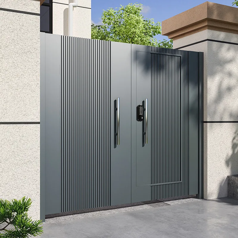 Stainless steel courtyard door modern villa door double open garden entrance door simple country courtyard fence door