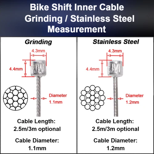 Imagen 2 del producto Cables de cambio de bicicleta, Cable interno de cambio de patinete de bicicleta de montaña y carretera de 3000/2500mm, Cable de cambio de cambio de cambio de acero inoxidable