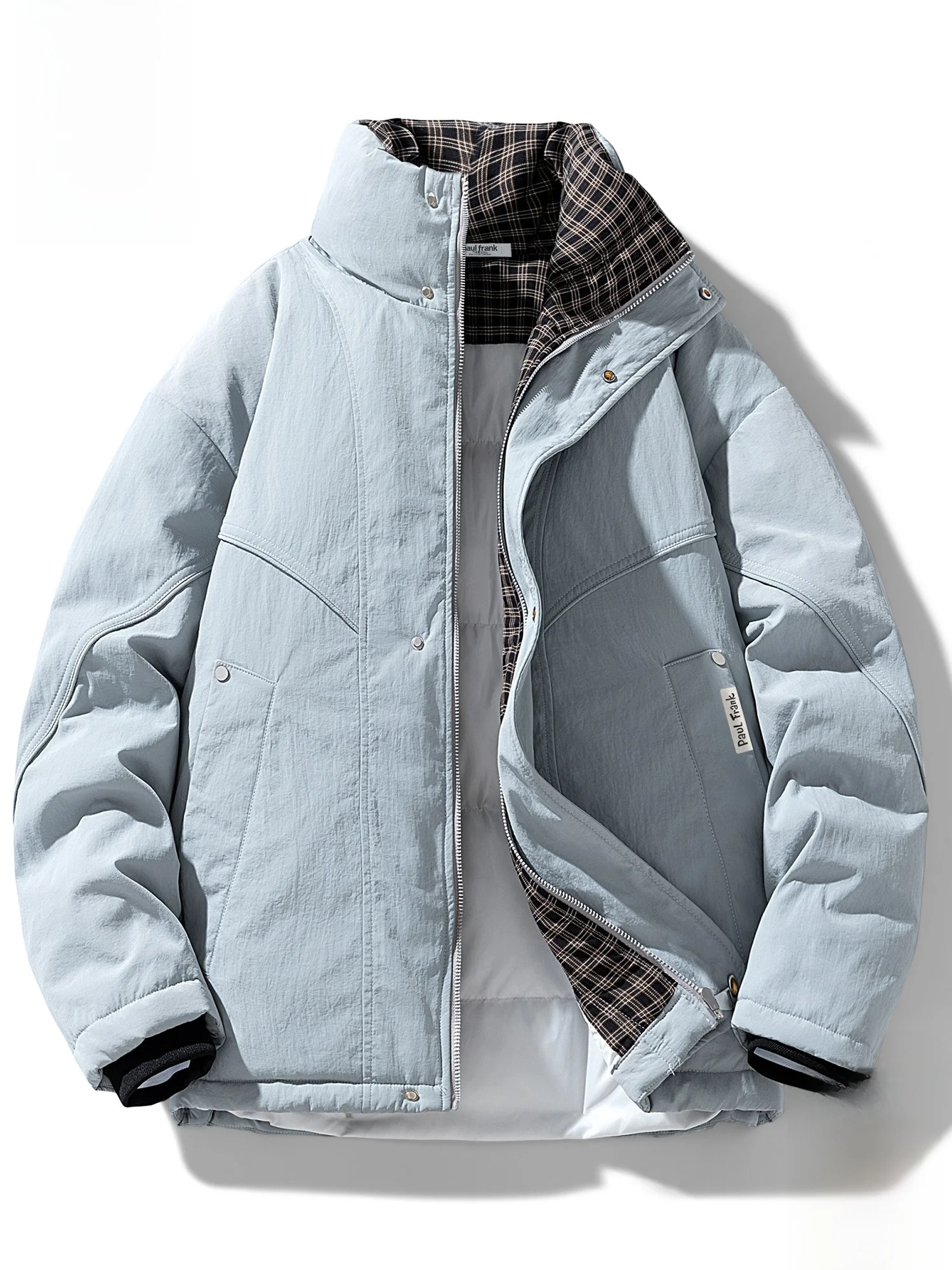 

PaulFrank Thiened Winter Jaet Men's Casual Stand Collar Cotton Coat Warmth Youth Faion Polyester Long Sve Zipper