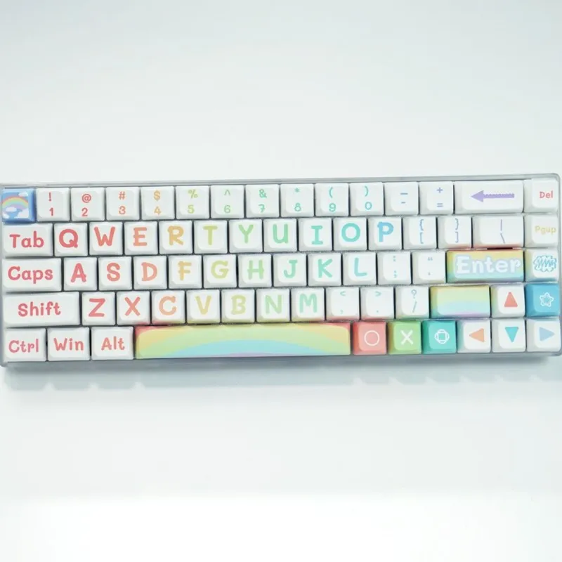 125 Key Rainbow Theme Keycap Set MDA Backlit Keycap MX Mechanical Keyboard 108 96 87 NJ80 84 68 64 61 Cute Keycaps personalizada