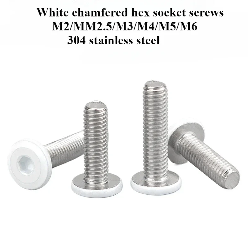 

M2 M2.5 M4 M5 M6 White Chamfered Hex Socket Screws - Flat Head Machine Sprayed with Flat Head Inner Hex 304 Stainless Steel