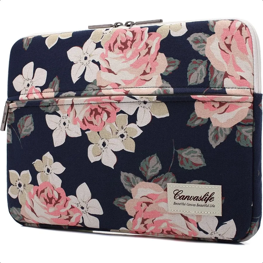 White Rose Patten Laptop Sleeve 14 inch 14.0 inch Laptop case Bag