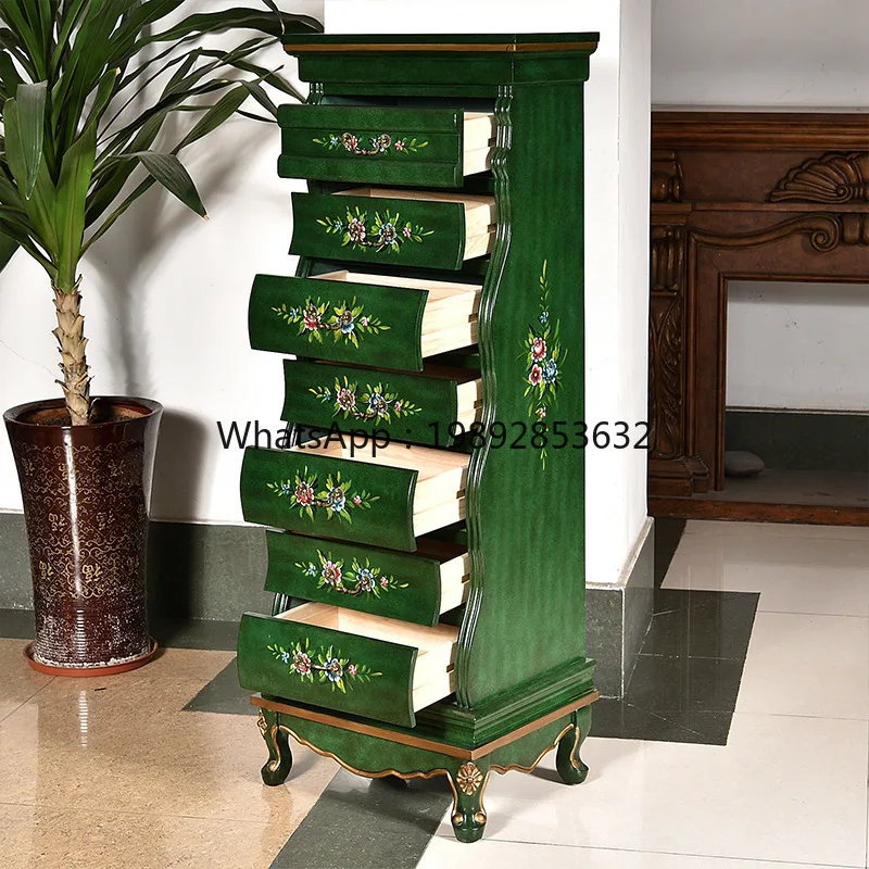 YFY الأمريكية الرجعية سبعة أدراج خزانة غرفة المعيشة تلفزيون خزانة جانبية متعددة الوظائف اليدوية