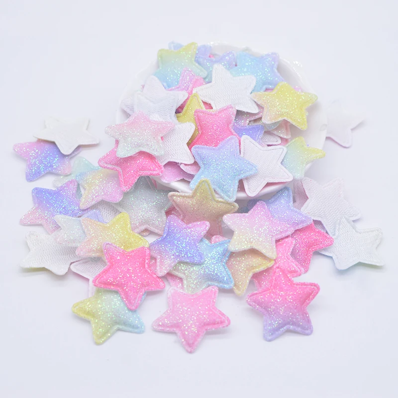 100Pcs Glitter Heart Star Crown Rabbit Flower Applique for Clothes Hat Sewing Supplies DIY Headwear Bow Accessories Patches