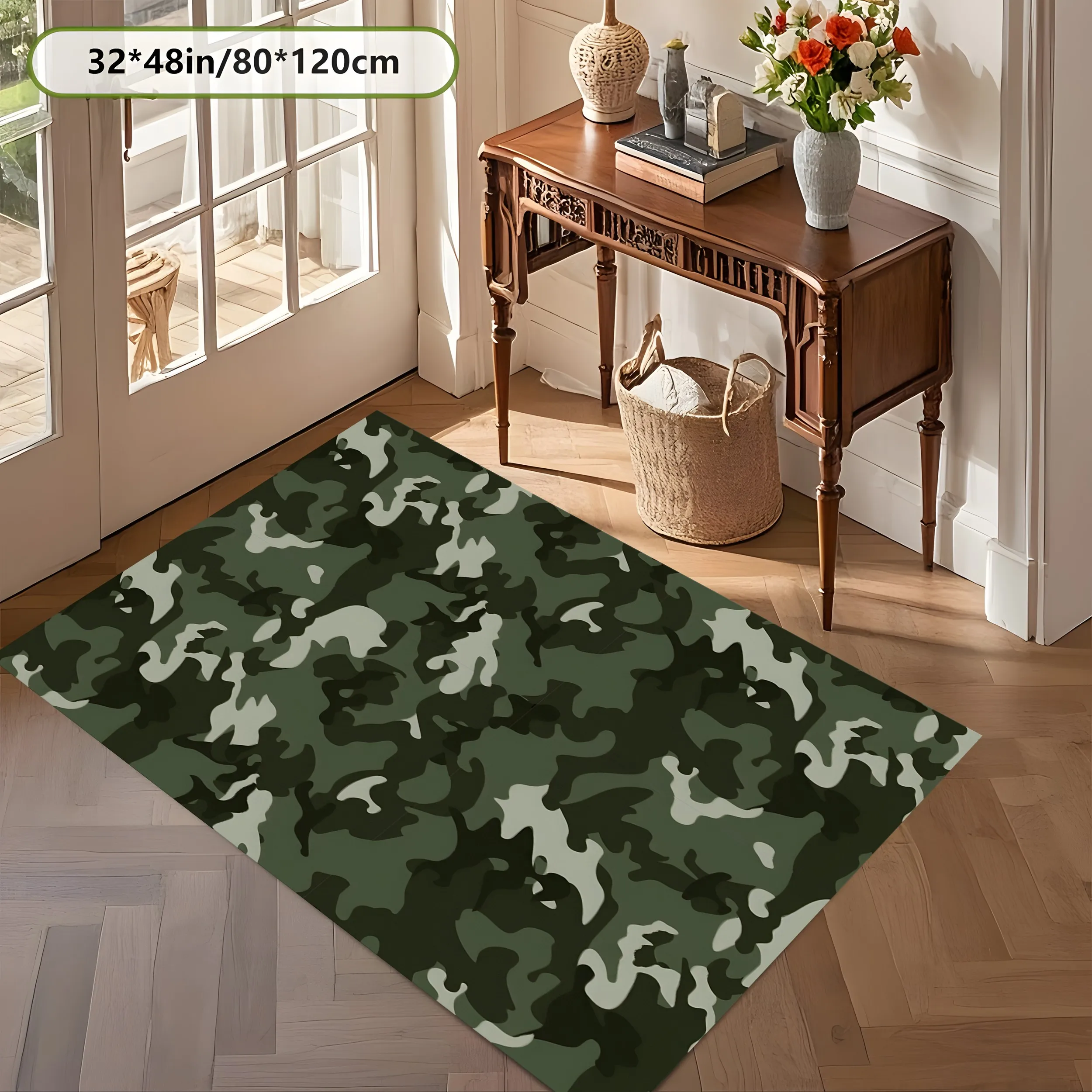 2D Carpet in Military Green Camouflage as a Trendy and Cool Choice for Bedroom and Gaming Room