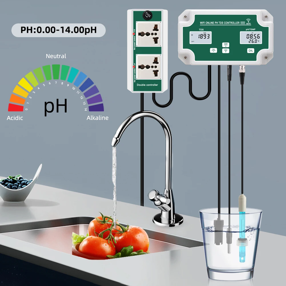 WiFi Temp PH Controller Meter Water Quality Analyzer Data Logger PH Tester Smart Remote Online Monitor for Swimming Pool - Image 5