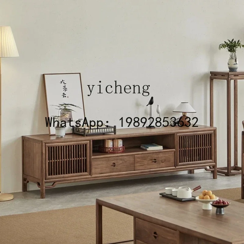 New Chinese Style Black Walnut Solid Wood TV Cabinet Living Room Furniture Storage Cabinet home decoration accessories