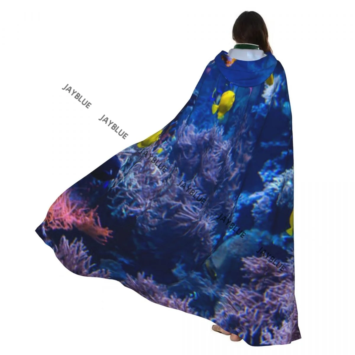 

Красивый подводный мир с тропической рыбой, плащ с капюшоном, полиэстер, унисекс, накидка ведьмы, аксессуар для костюма