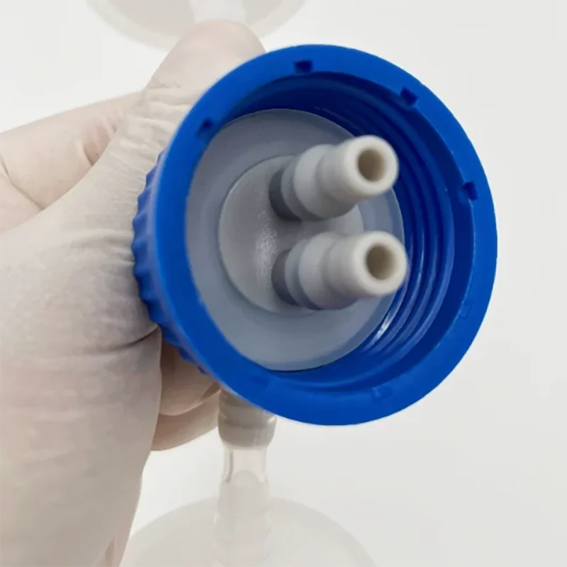 Plastic refill bottle cap two-way horn cap GL45 waste liquid cap vacuum bottle cache cap gas washing bottle