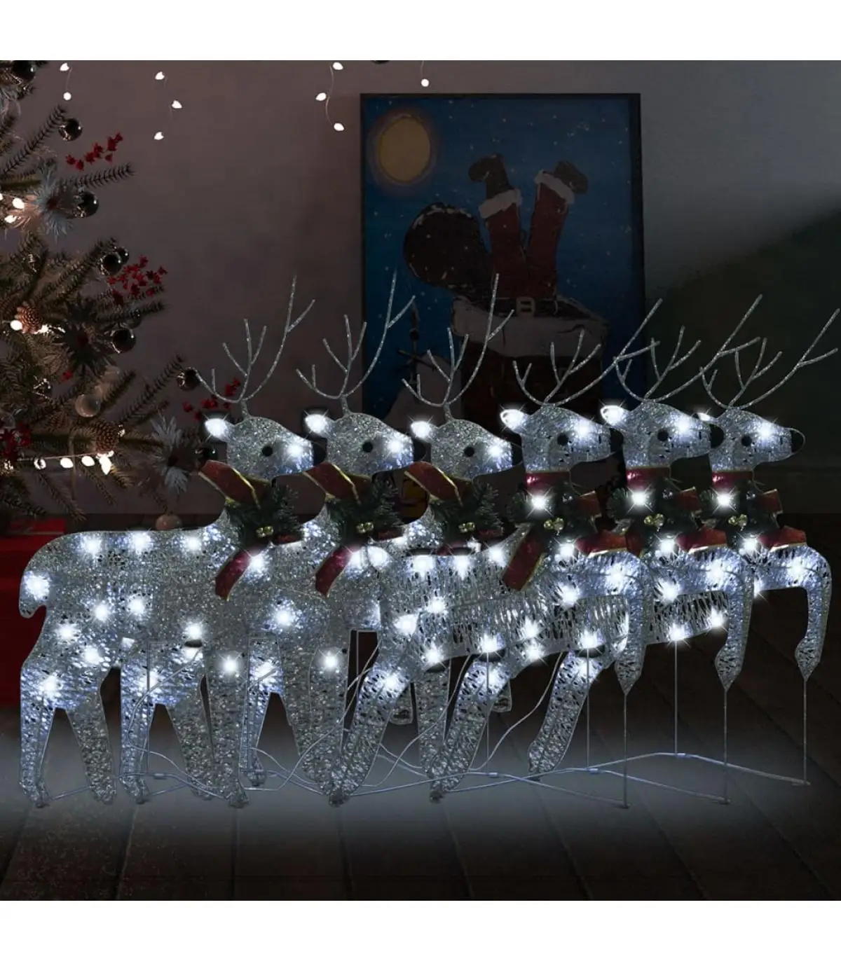 Christmas Lights Christmas reindeer 6 PCs 120 silver LED