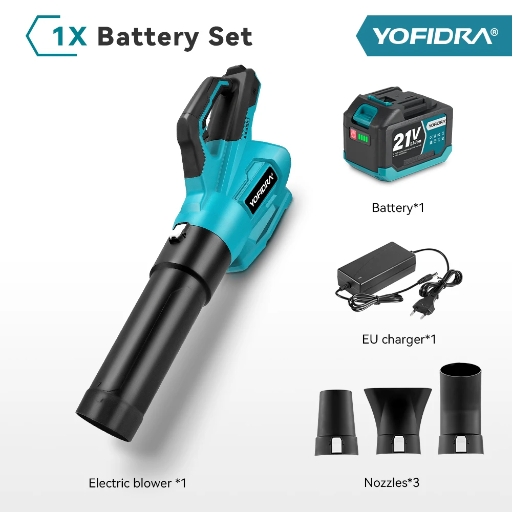 YOFIDRA Borstelloze Elektrische Luchtblazer 2000W Draadloze Stof- en Bladblazer Krachtig Gereedschap Voor Makita 21V Accu