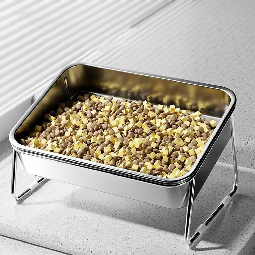 Pet Feeding Bowl Pet Bowl for Cervical Spine Health Stainless Steel Pet Feeding Bowls Set with Elevated Stand 15-degree for Cats
