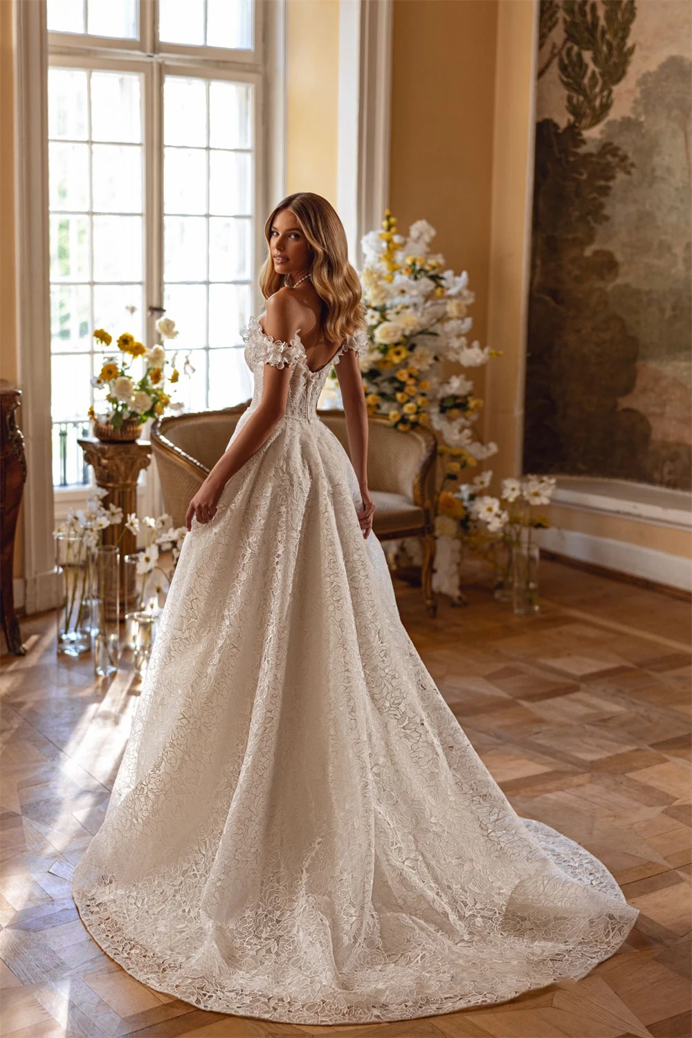 Customized Newest Designs Lace Small Sleeve Wedding Gown A-Line Backless Zipper Bridal Gowns Evening Dress vestidos de novia