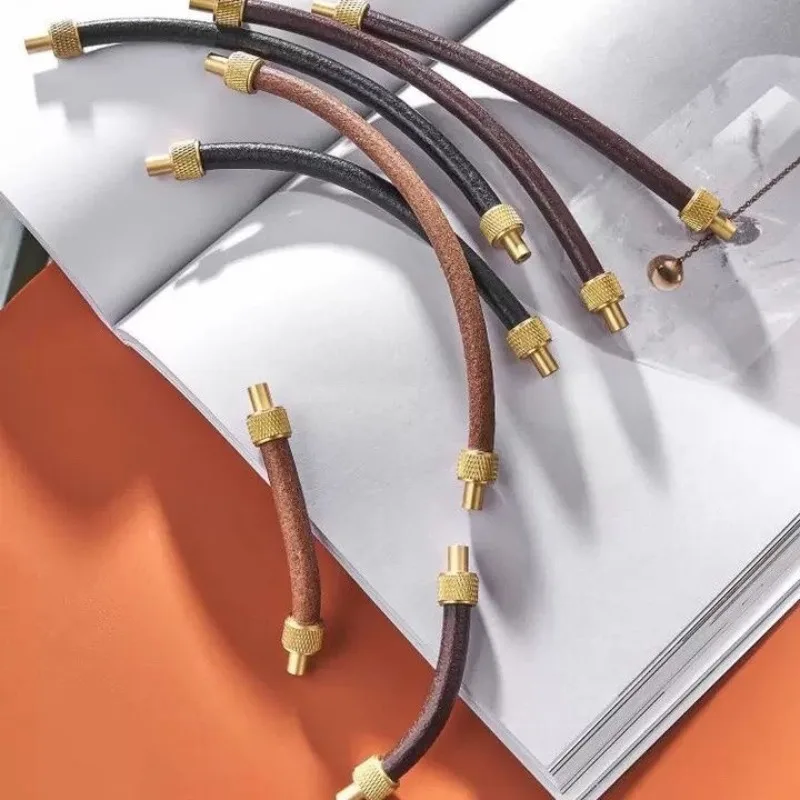 Brass + Leather Cabinet Pulls Handle Eco-friendly Modern Cabinet Door Drawer Furniture Hardware Handle Nordic