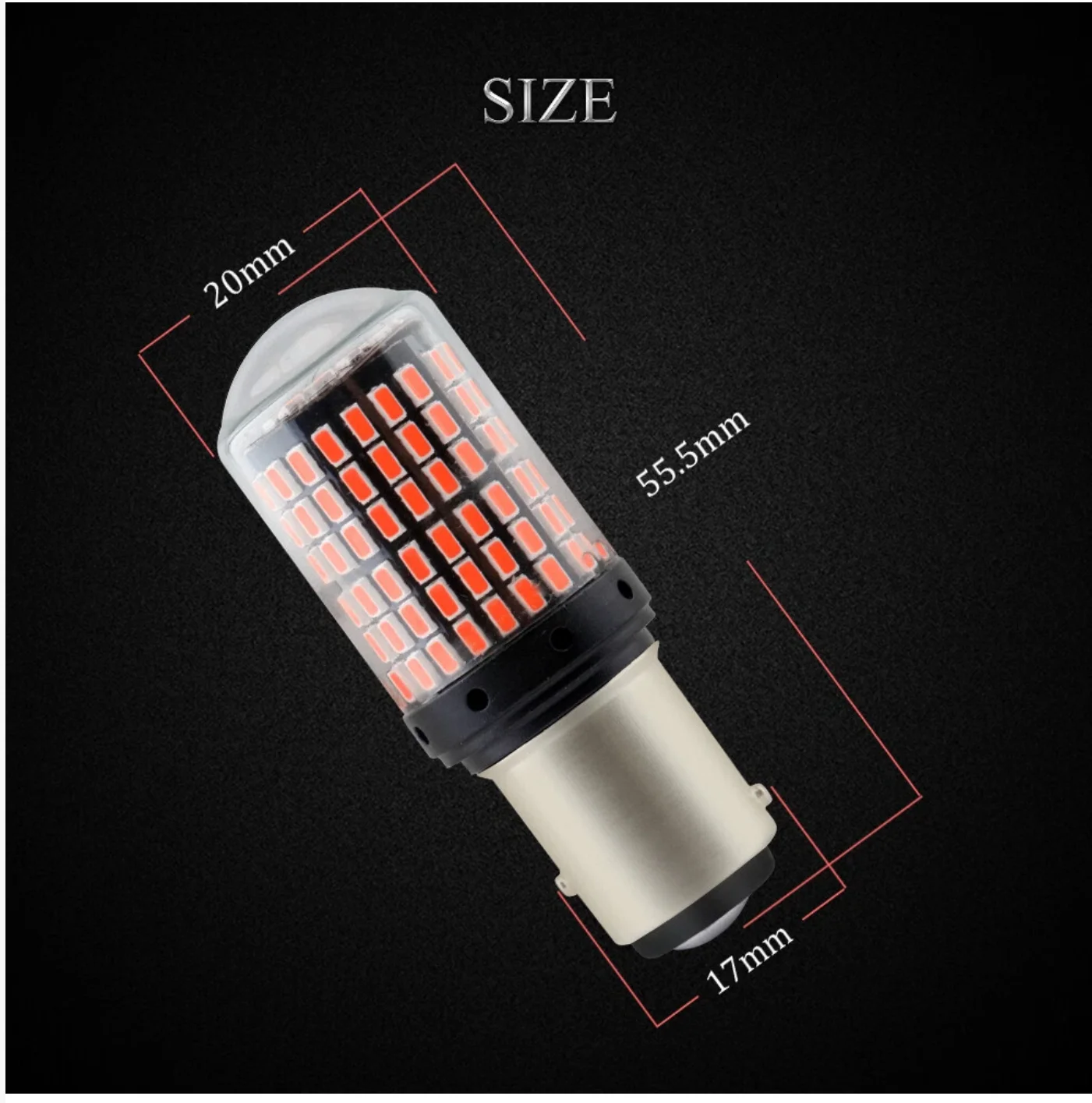 2개 레드 P21W 1016 94 BAY15D 1157 7528 LED 3014 144SMD 자동차 브레이크 전구 12V