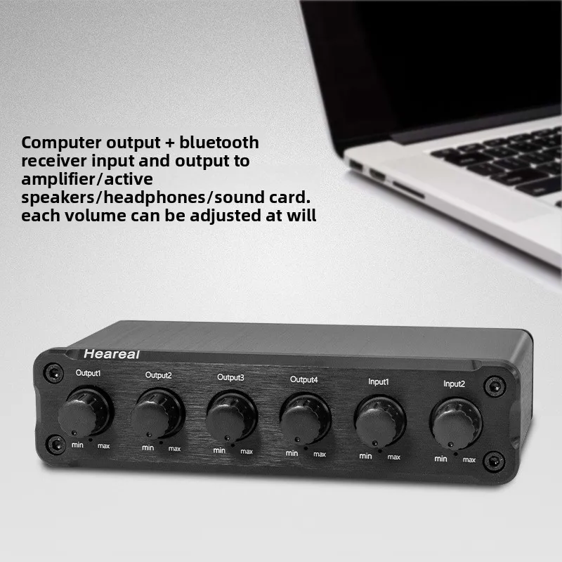 Audio Signal 1 In 2 In 4 Out Mixer Distributor Switcher Lossless Conversion 3.5 Headphone Port Simultaneous Input and Output