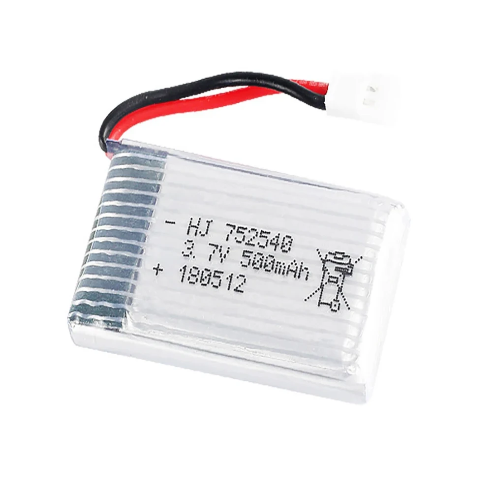 3.7V 500mAh H31 baterai 752040 baterai Lipo isi ulang untuk H107 H31 X5C KY101 E33C E33 H43WH RC suku cadang Drone 3.7V baterai