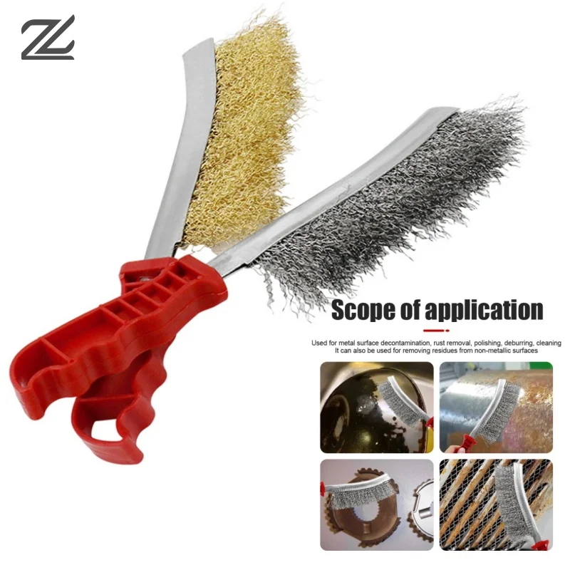 Steel Wire Brush Metal Rust Removal Roller Brush Polishing Barbecue Cleaning Brush Suitable for Cleaning Barbecue Grilles