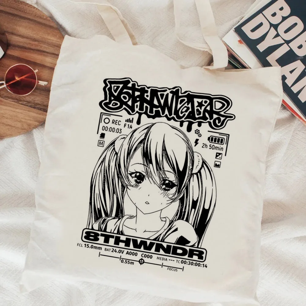 Y2k Cyber Manga Funny shopping bag shopper cotton canvas reusable bolso jute bag bag fabric net sacolas