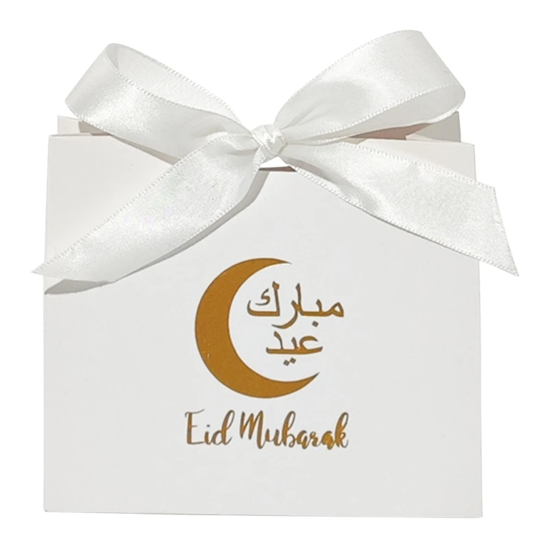 10pcs Eid Mubarak Candy Box with Ribbon Multifunction Organization Holder for Children Girl Boys Chocolate Guest Party