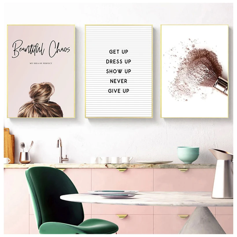 Fashion Quotes Makeup Poster Nordic Minimalist Wall Art Canvas Print Painting Decorative Picture INS Style Girls Room Decoration