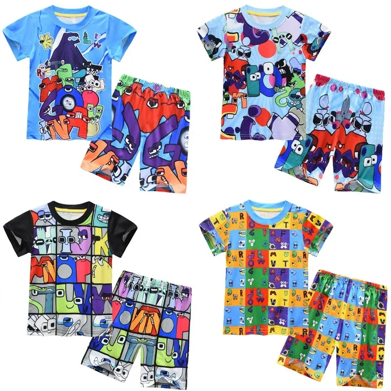 2023 hot alphabet lore game summer kids sport casual clothing sets baby girls boys cosplay costumes T-shirt shorts 2 piece set