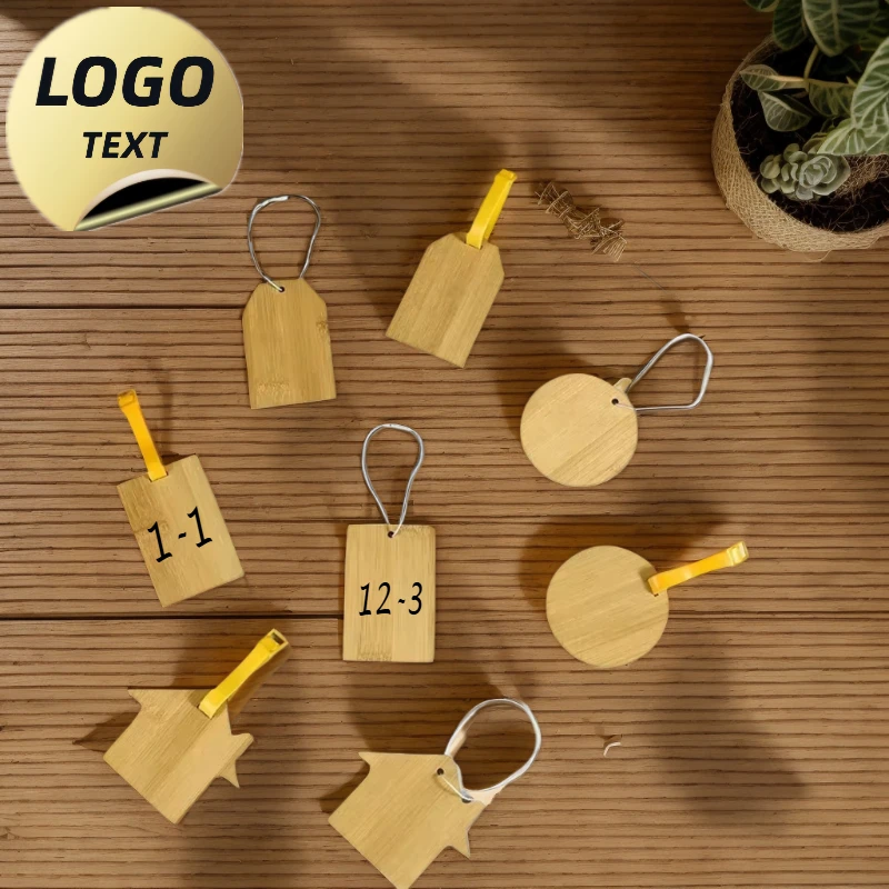 Personalized Hotel Room Number Wooden Plate DIY Keyring Custom LOGO Blank Laser Engrave Wood Bamboo House Luggage Tag Keychain