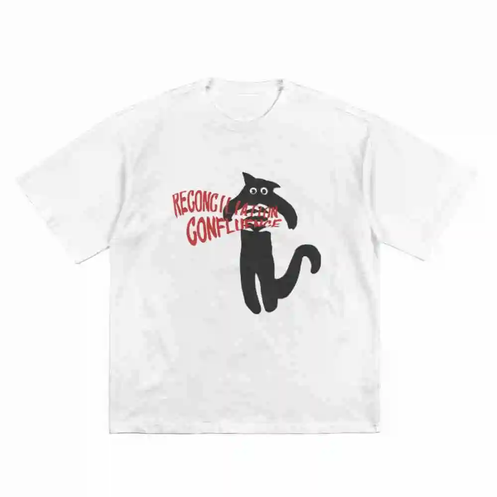 Y2K Style Cat Reign Over Gonna Fight Short Sleeve Tee 100% Cotton T-Shirt
