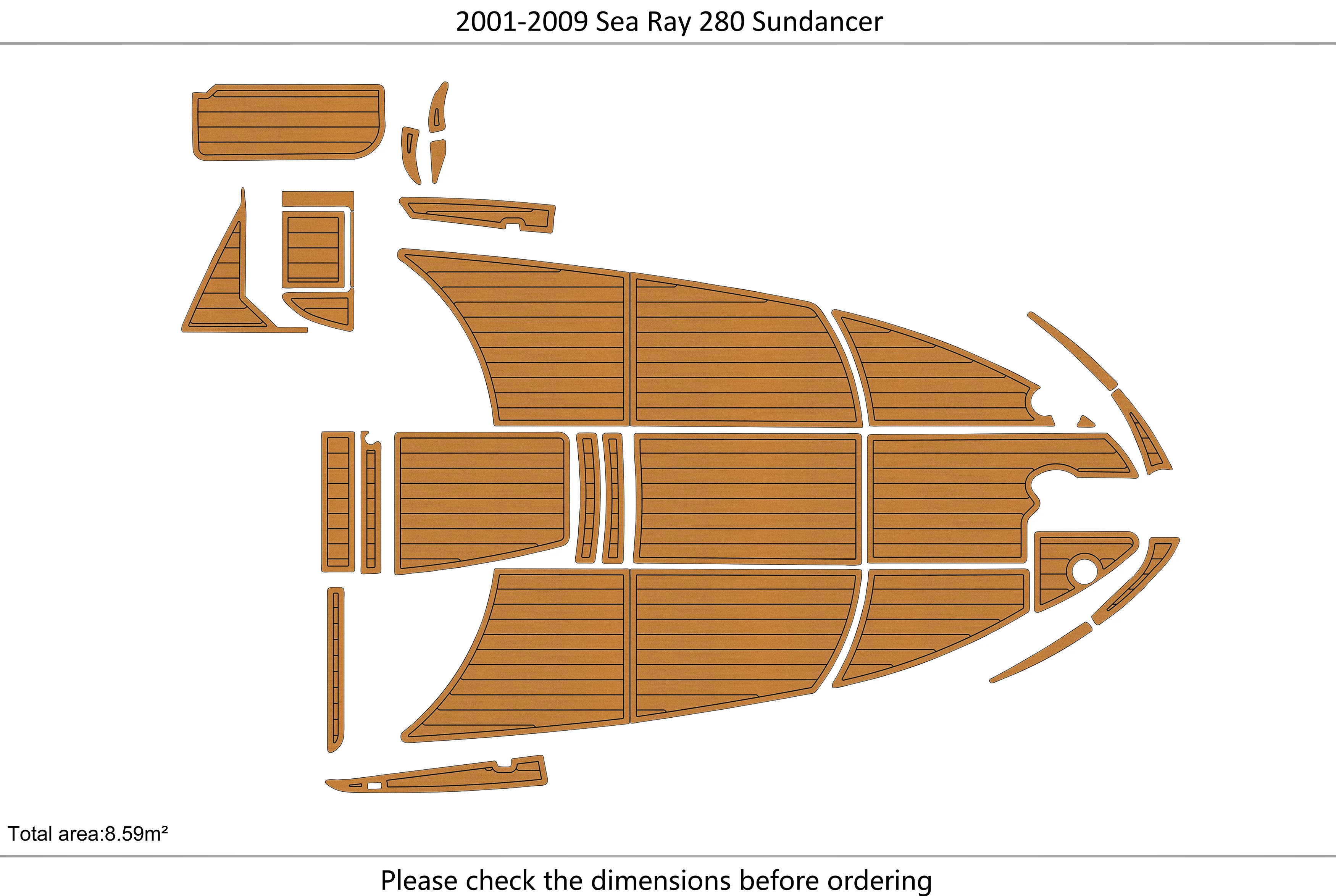 Eva foam Fuax teak seadek marine floor For 2001-2009 Sea Ray 280 Sundancer Cockpit 1/4