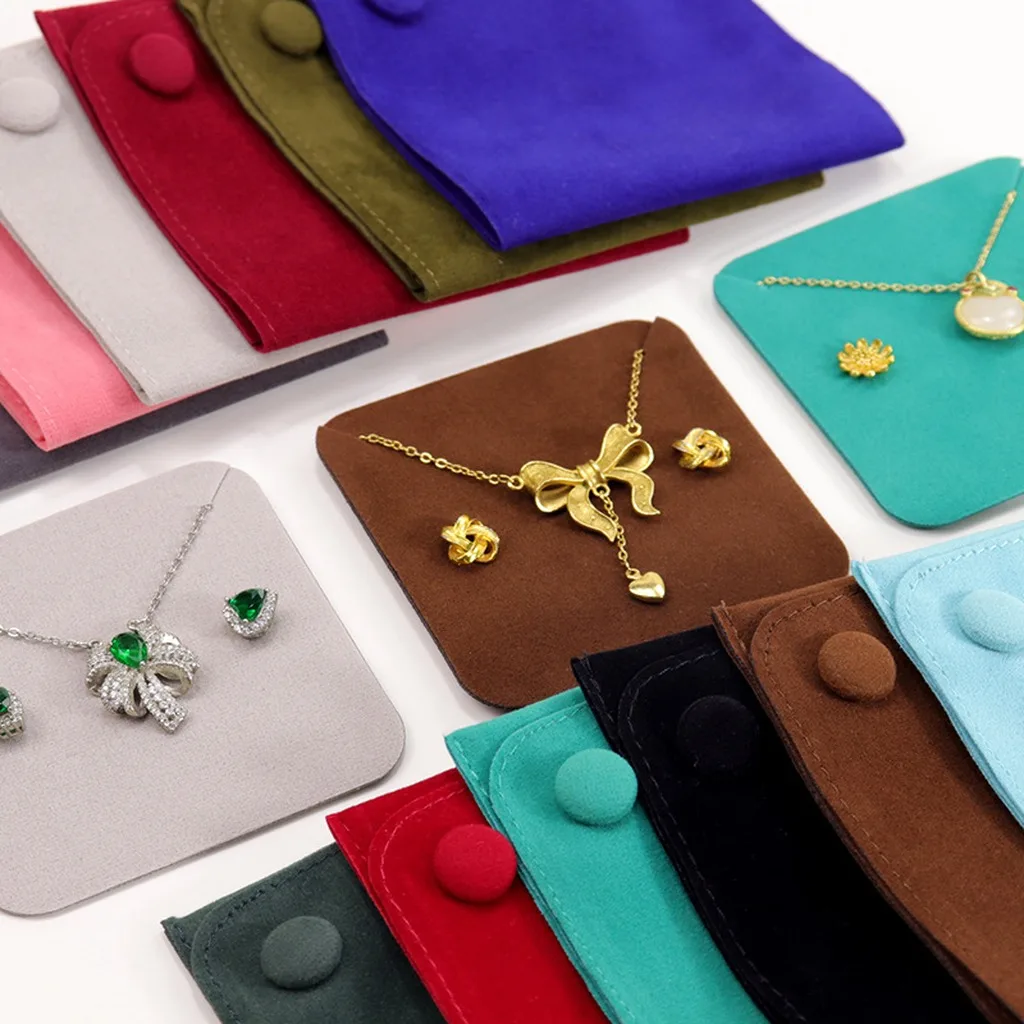 Portable Storage Bag Portable Jewel Storage Bag Double Button Pouch Soft Velvet Jewelry Pouch For Travel Accessory Home Jewelry
