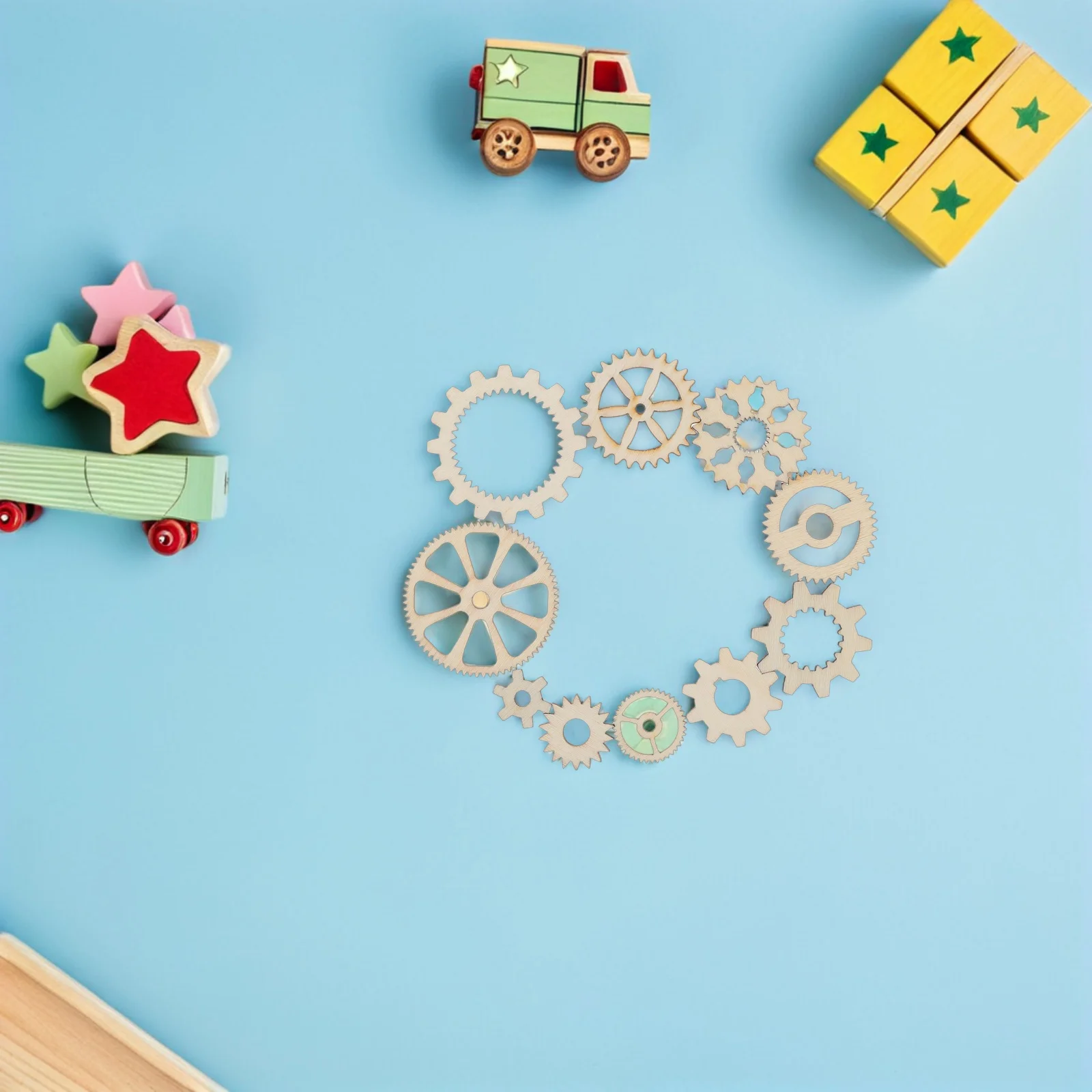 

50pcs Wooden Gear Puzzle Craft Kit Kids Diy Wall Decor Scrapbooking Embellishments Gift Tags Wedding Favors Wood Art Projects