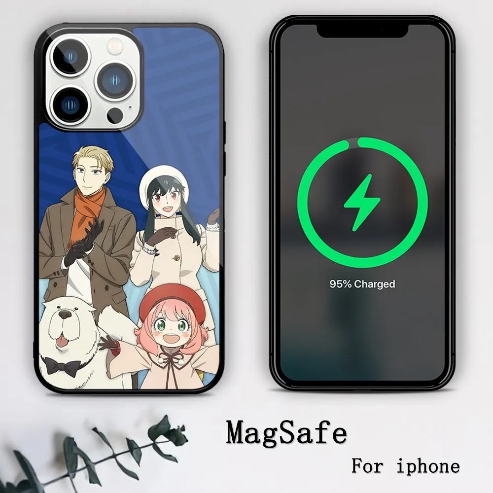 bilibili Anime Spy Family Anya Forger Phone Case For iPhone 11 12 13 14 15 Mini Pro XS Max X S Plus XR Magnetic Attraction Shell