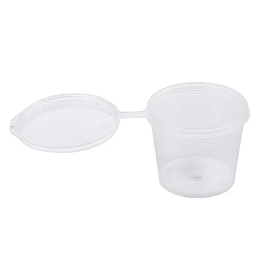 Disposable Plastic Portion Cups With Lids, Stackable Airtight Dressing Container To Go, Jello Shot, Souffle, and Sauce Cups
