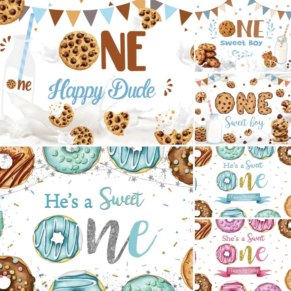 Yeele Photography Backdrop Doughnut Theme Kids 1st Birthday Party Decor Dessert Banner Photo Studio Decor Photo Props Banner