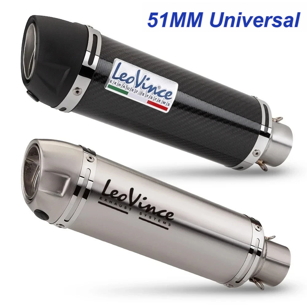 

51MM Universal Moto Racing LeoVince Exhaust Pipe Motorcycle Exhaust Pipe DB Killer for Z400 Z650 Z900 R1 R6 R3 MT07 FZ6N GSR600