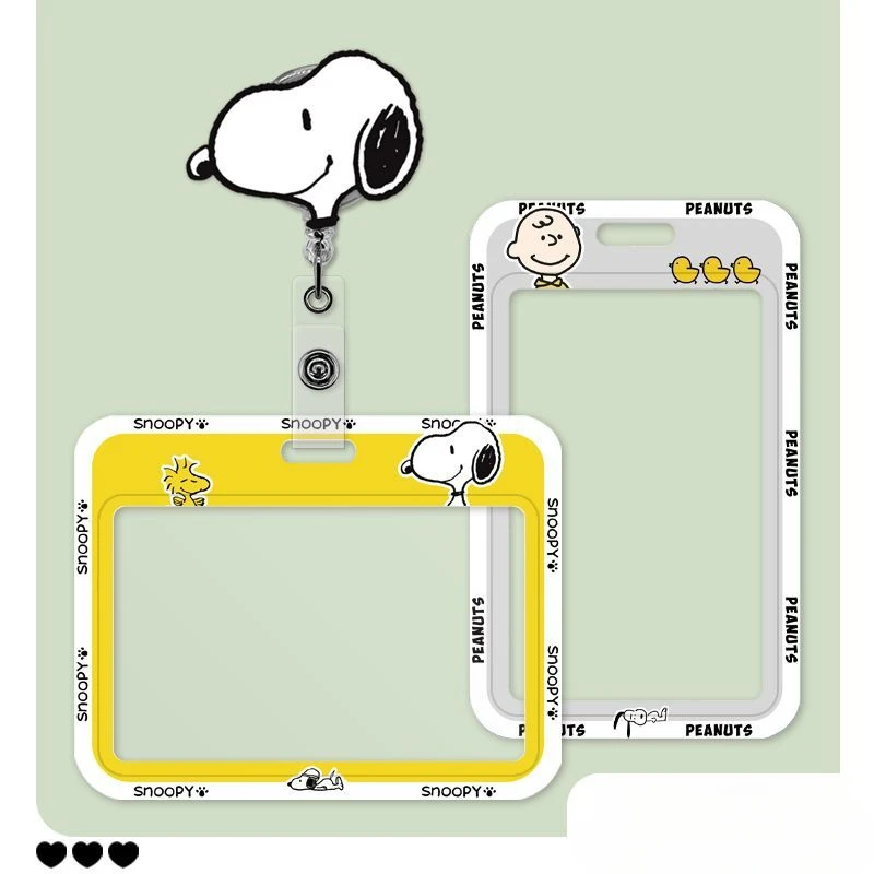 Lindo Snoopy dibujos animados doctor botón de fácil extracción tarjeta de identificación de trabajo tarjeta de identificación de estudiante etiqueta de nombre transparente tarjetero retráctil al por mayor