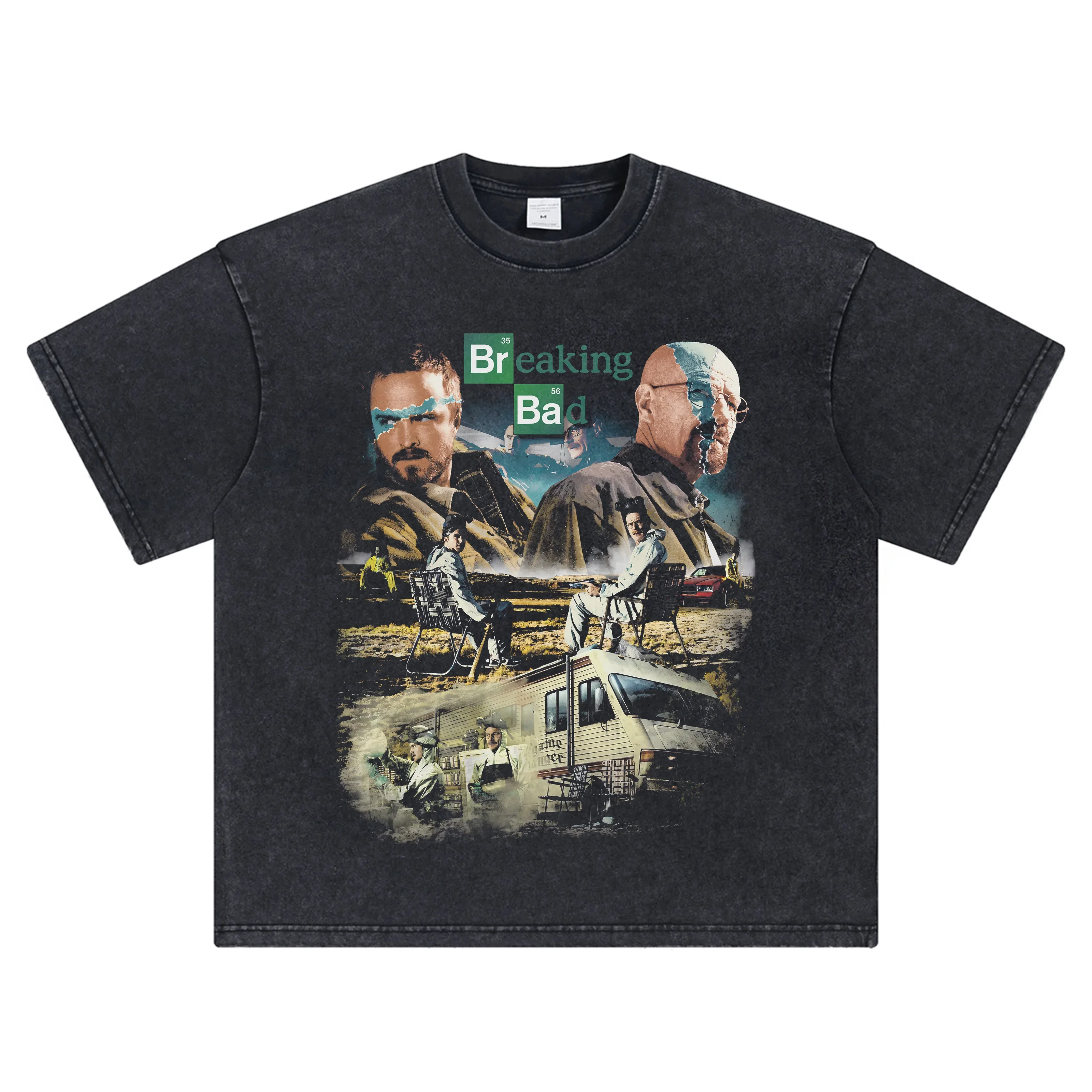 

2025 Breaking Bad Movie T-shirt Vintage Print Short-sleeved Retro Washed Aged Pure Cotton American Heavy Summer