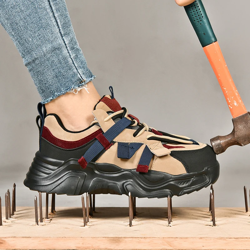 Fashion women Safety Shoes For woman work Boots luxury Steel Toe Shoes Puncture-proof Non-Slip casual style Female Sneakers