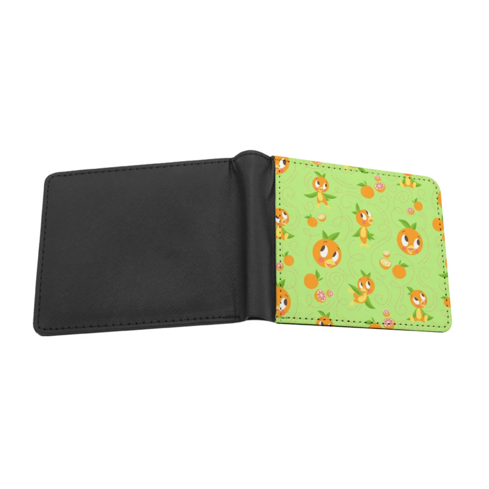 Hello Sunshine Orange Bird Green Background Men Wallets Card Man Wallet Short Purse Bi-Fold Personalized Purses Orange Bird