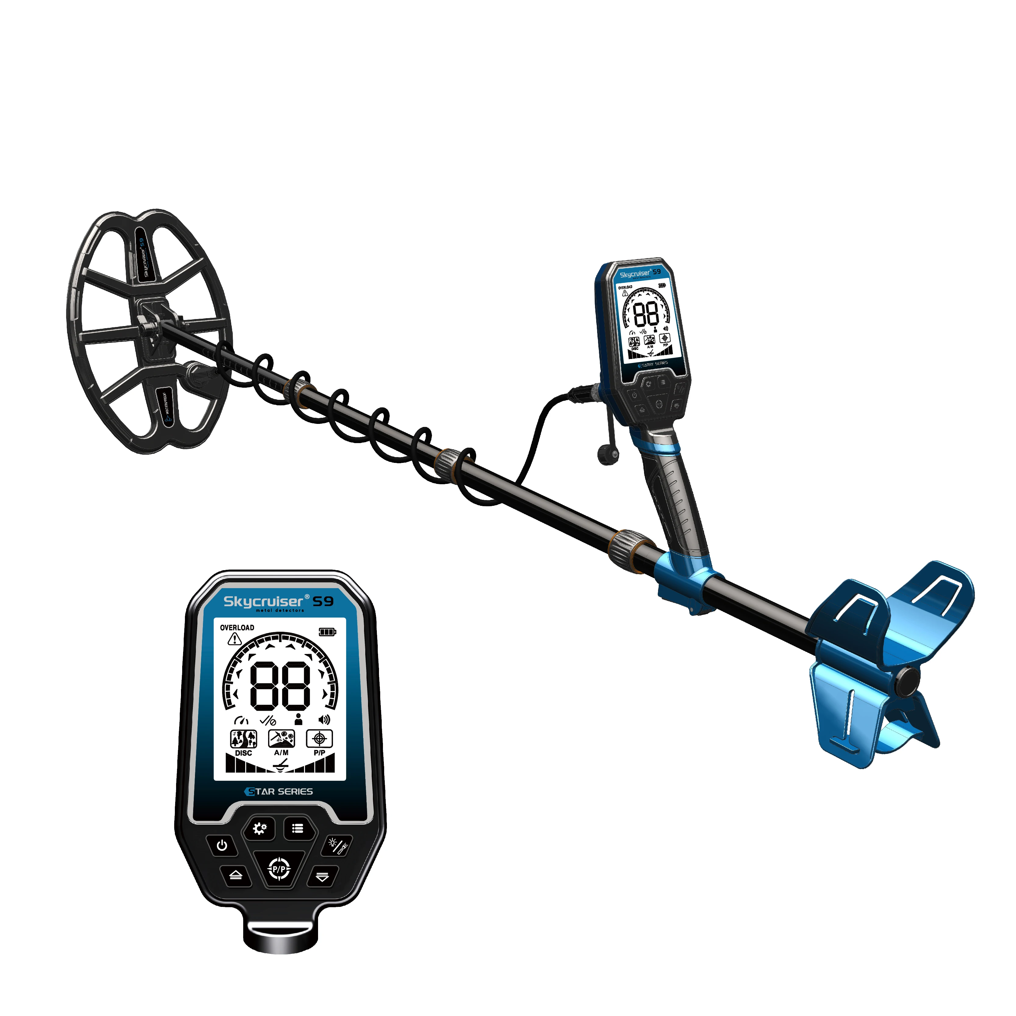 S9 Long-Range Professional Gold Metal Detector Fully Waterproof Lithium Battery Powered Metal Detector for Treasure Hunting