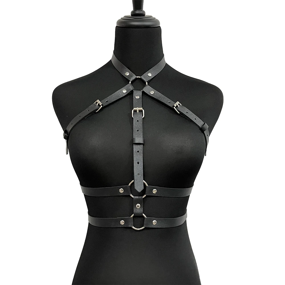 패션 벨트 스트리트 스타일 가슴 하네스 벨트 여성용 서스펜더 장식 펑크 록 가죽 벨트 고딕 의류 액세서리
