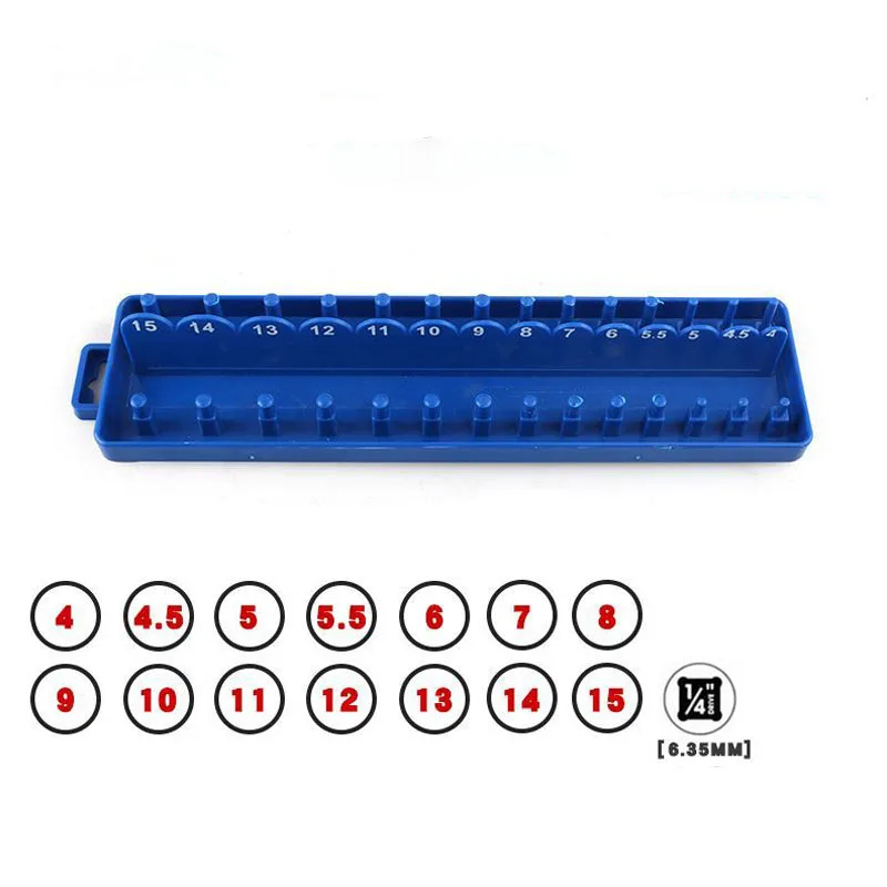 3pcs Metric Socket Set Organizer 1/4\'\' 3/8\'\' 1/2\'\' Drive Socket Plastic Holder Storage Blue Storage Seat for Tool Finishing